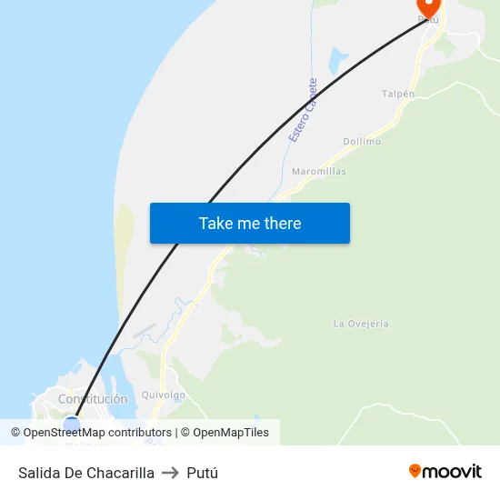 Salida De Chacarilla to Putú map