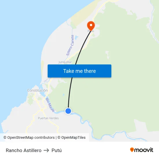 Rancho Astillero to Putú map