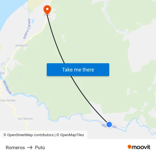 Romeros to Putú map