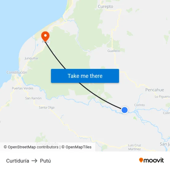 Curtiduría to Putú map