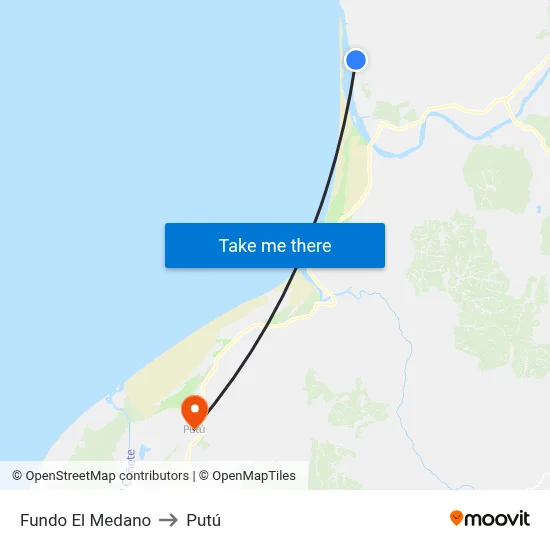 Fundo El Medano to Putú map