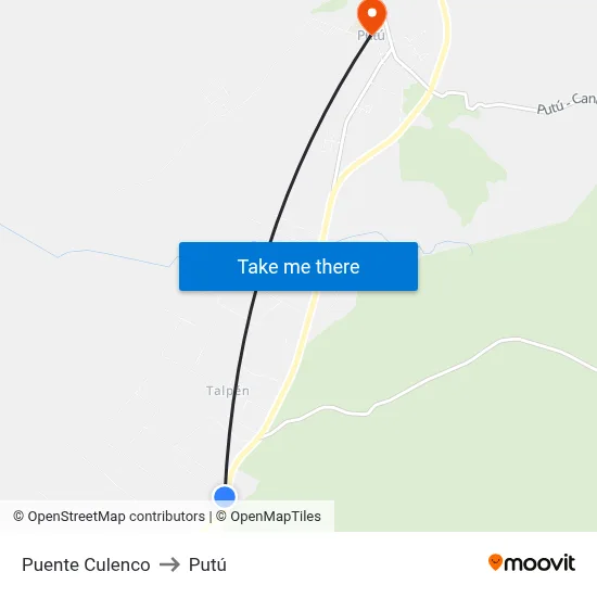 Puente Culenco to Putú map