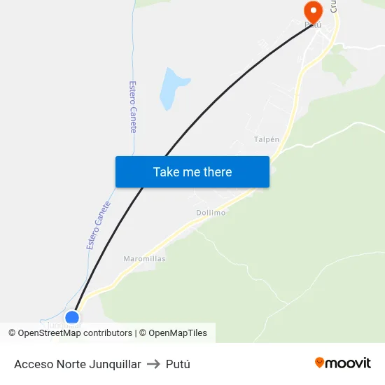 Acceso Norte Junquillar to Putú map