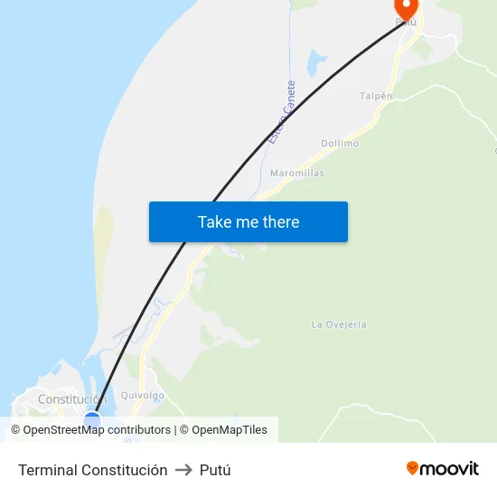 Terminal Constitución to Putú map