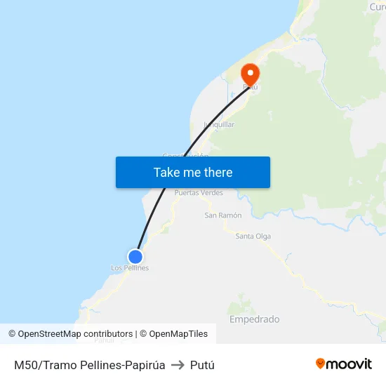 M50/Tramo Pellines-Papirúa to Putú map