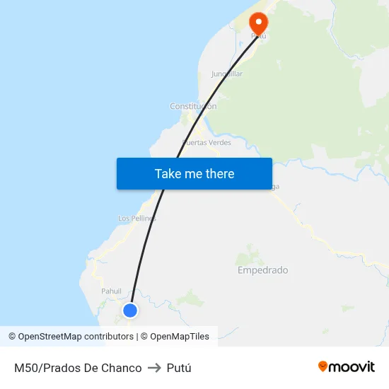 M50/Prados De Chanco to Putú map