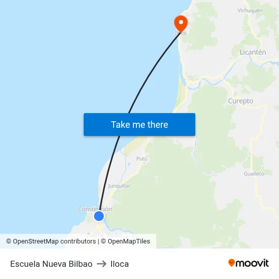 Escuela Nueva Bilbao to Iloca map
