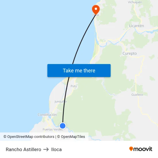 Rancho Astillero to Iloca map
