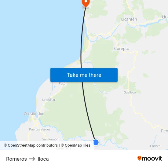 Romeros to Iloca map