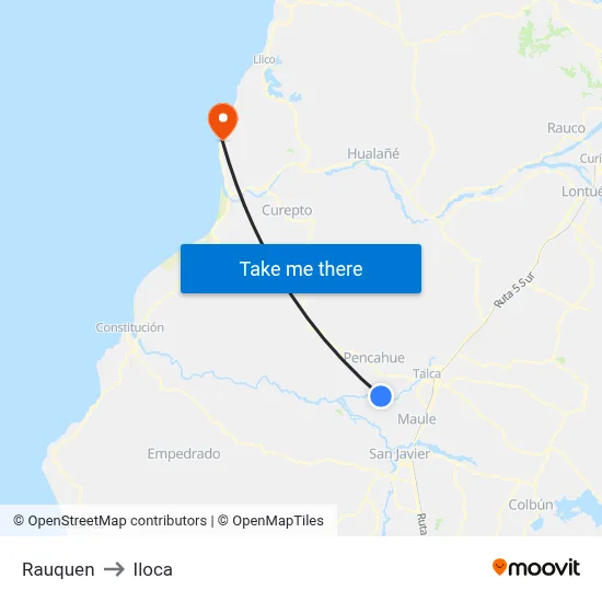 Rauquen to Iloca map