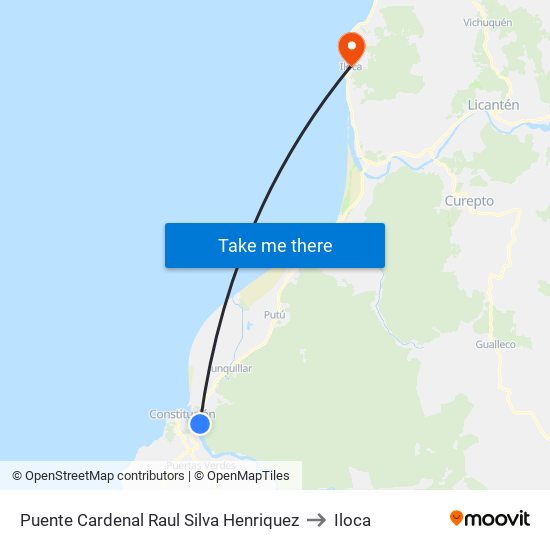 Puente Cardenal Raul Silva Henriquez to Iloca map