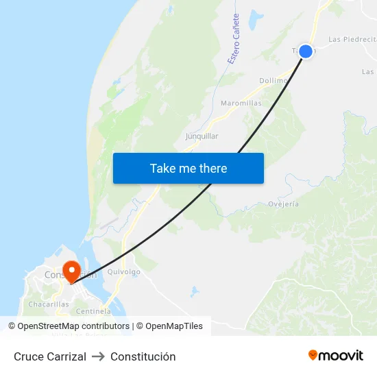 Cruce Carrizal to Constitución map