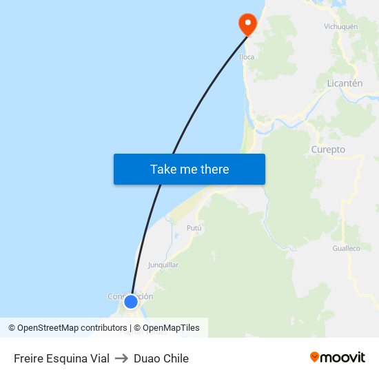 Freire Esquina Vial to Duao Chile map