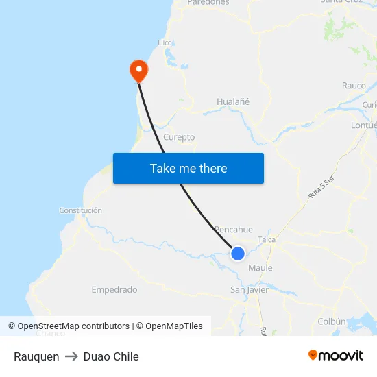 Rauquen to Duao Chile map