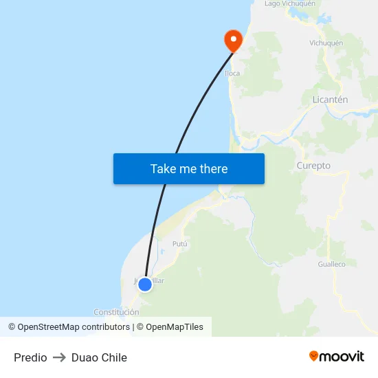 Predio to Duao Chile map