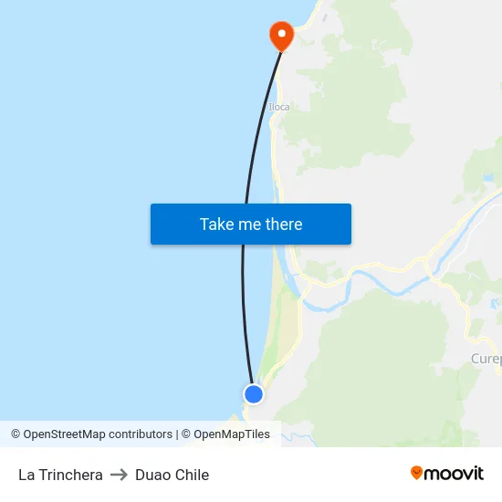 La Trinchera to Duao Chile map