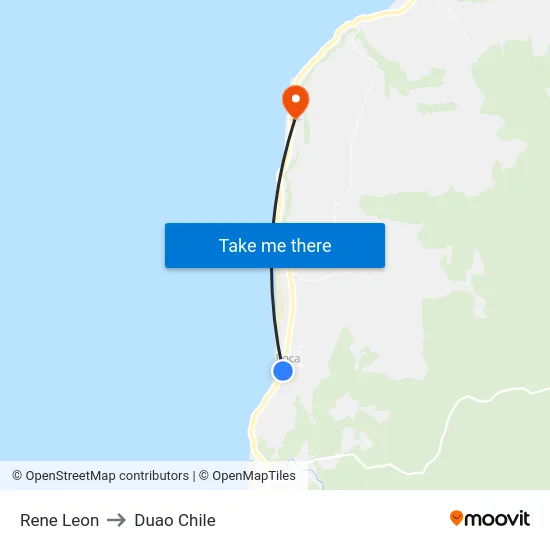 Rene Leon to Duao Chile map