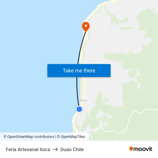 Feria Artesanal Iloca to Duao Chile map