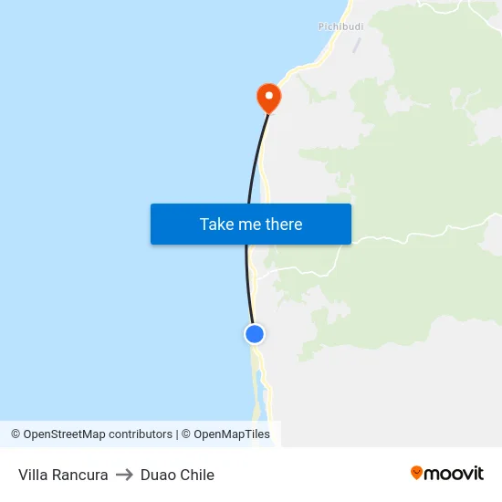 Villa Rancura to Duao Chile map