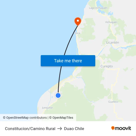 Constitucion/Camino Rural to Duao Chile map