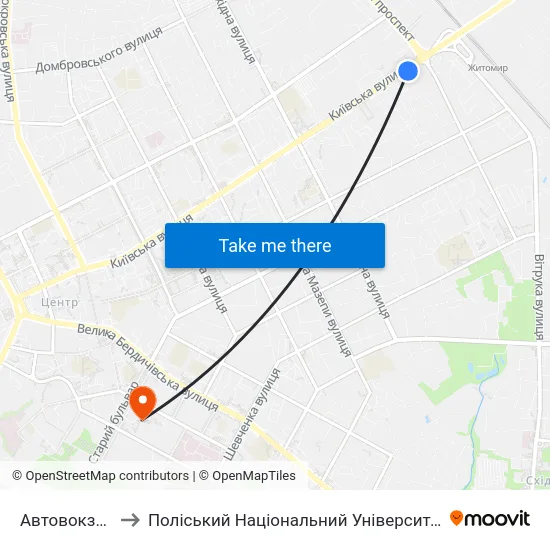 Автовокзал to Поліський Національний Університет map