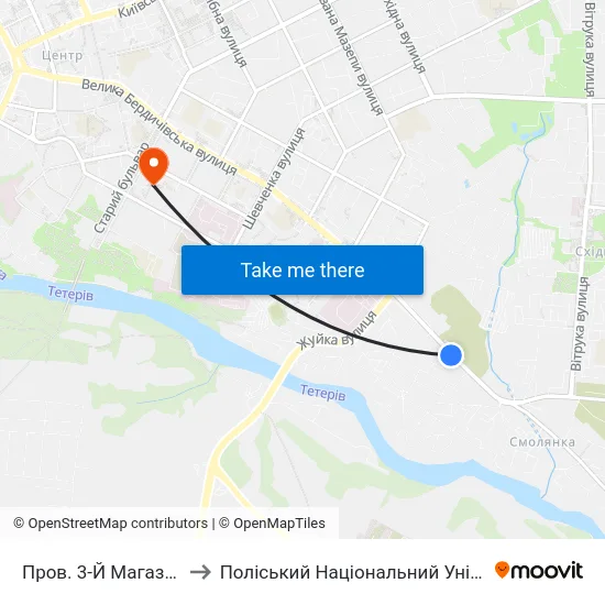 Пров. 3-Й Магазинний to Поліський Національний Університет map