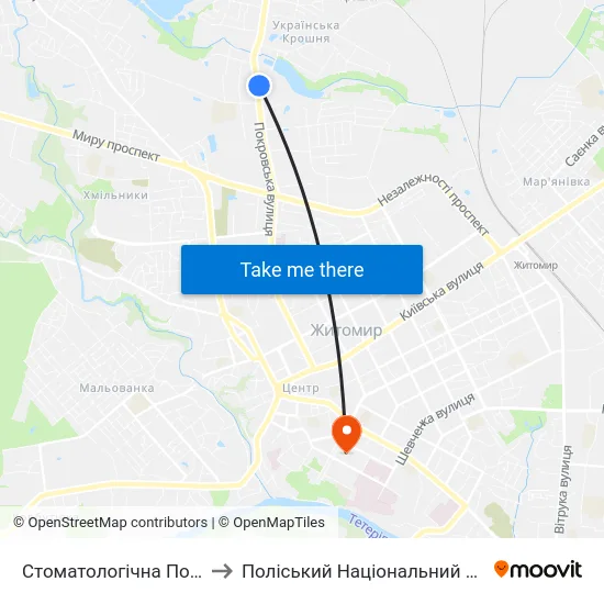 Стоматологічна Поліклініка to Поліський Національний Університет map