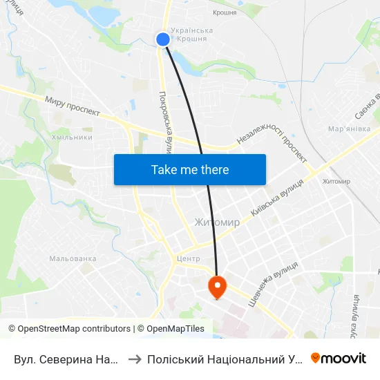 Вул. Северина Наливайка to Поліський Національний Університет map