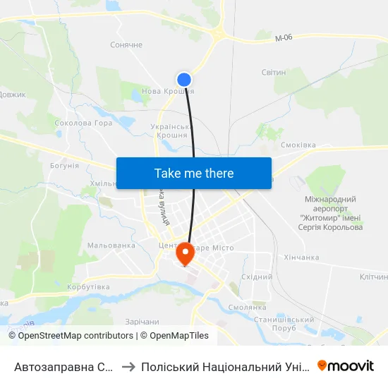 Автозаправна Станція to Поліський Національний Університет map