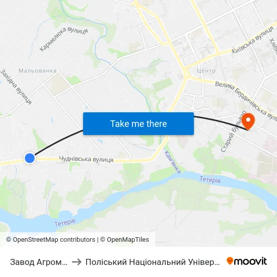 Завод Агромаш to Поліський Національний Університет map