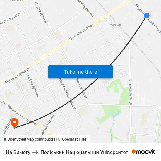 На Вимогу to Поліський Національний Університет map