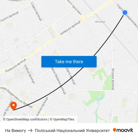 На Вимогу to Поліський Національний Університет map