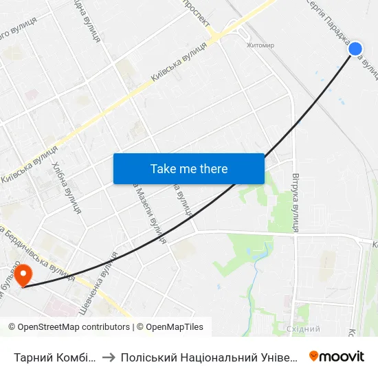 Тарний Комбінат to Поліський Національний Університет map