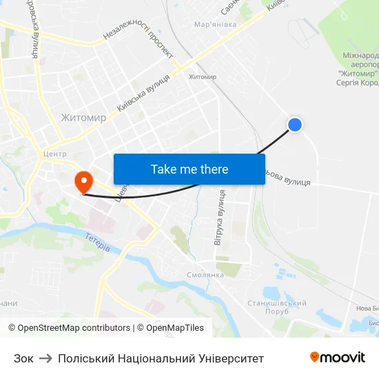 Зок to Поліський Національний Університет map