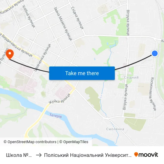 Школа №30 to Поліський Національний Університет map