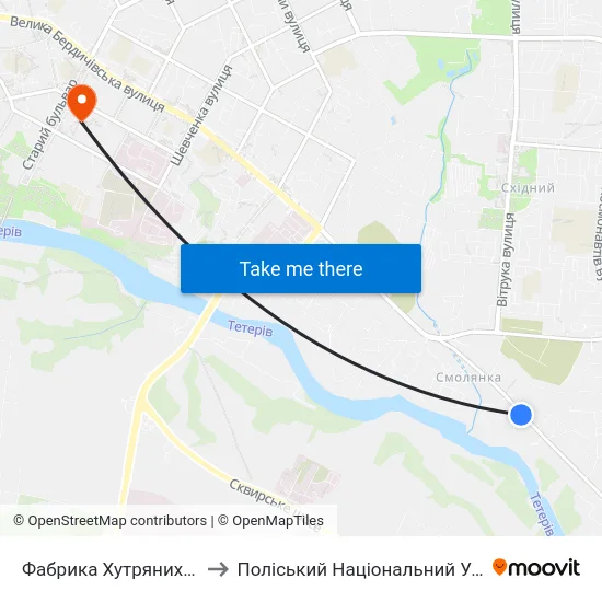 Фабрика Хутряних Виробів to Поліський Національний Університет map