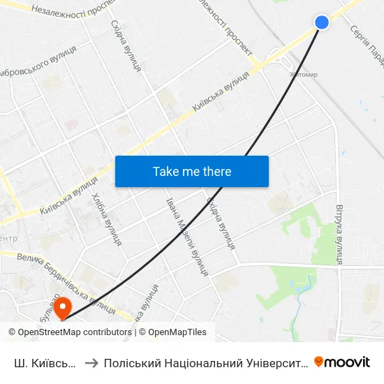 Ш. Київське to Поліський Національний Університет map