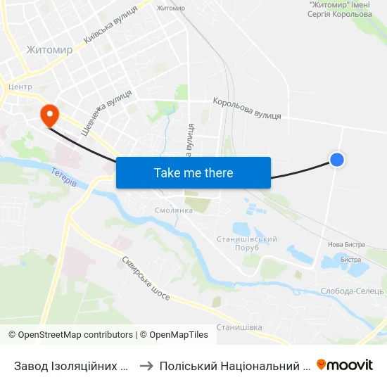 Завод Ізоляційних Матеріалів to Поліський Національний Університет map