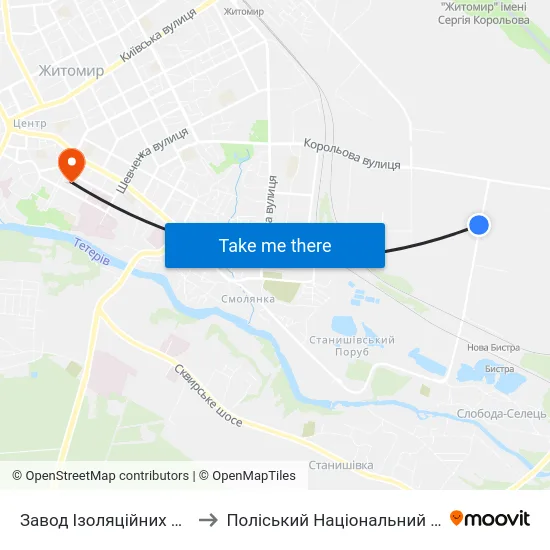 Завод Ізоляційних Матеріалів to Поліський Національний Університет map