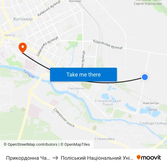 Прикордонна Частина to Поліський Національний Університет map