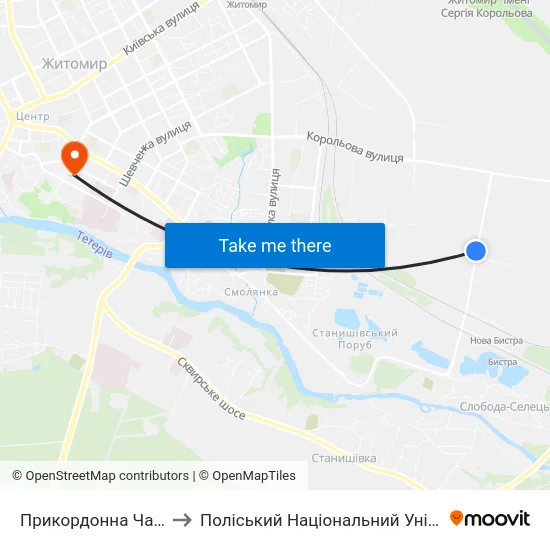 Прикордонна Частина to Поліський Національний Університет map