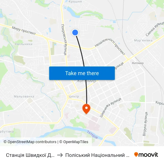 Станція Швидкої Допомоги to Поліський Національний Університет map