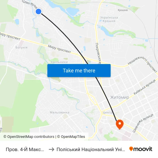 Пров. 4-Й Максютова to Поліський Національний Університет map