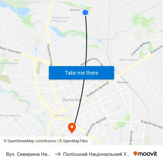 Вул. Северина Наливайка to Поліський Національний Університет map