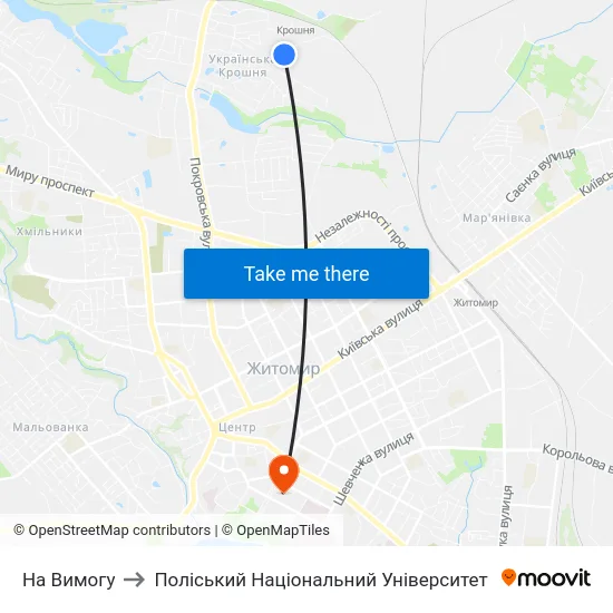 На Вимогу to Поліський Національний Університет map