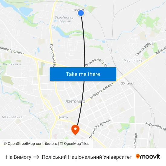 На Вимогу to Поліський Національний Університет map