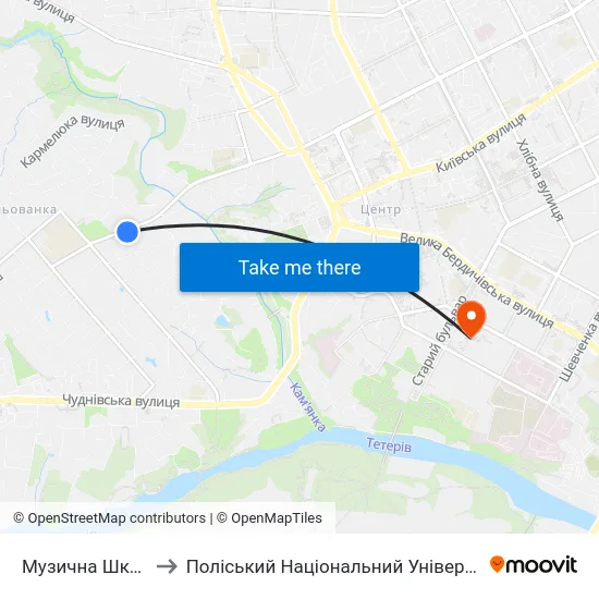 Музична Школа to Поліський Національний Університет map