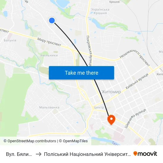 Вул. Бялика to Поліський Національний Університет map