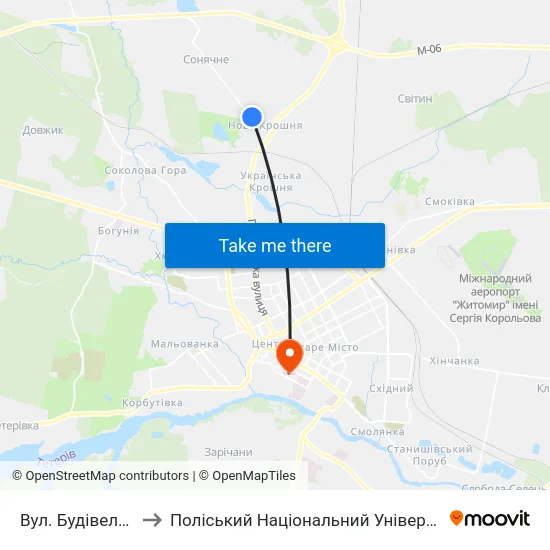 Вул. Будівельна to Поліський Національний Університет map