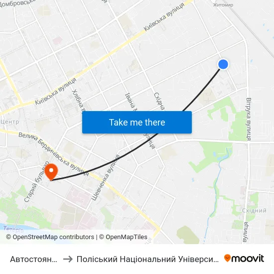 Автостоянка to Поліський Національний Університет map